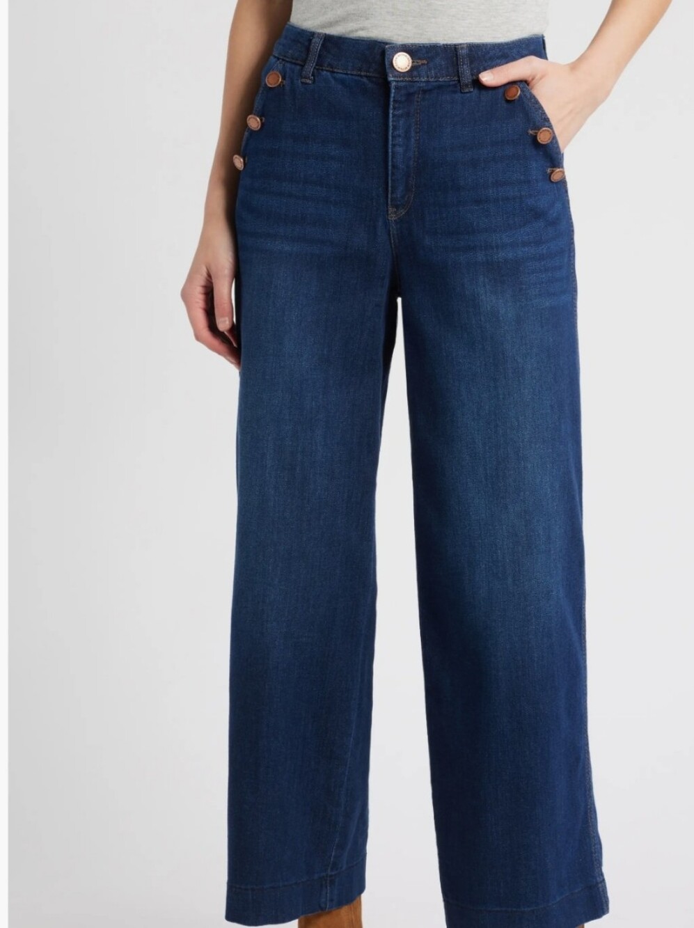 Wit & Wisdom Dark Blue High-Rise Wide Leg Jeans